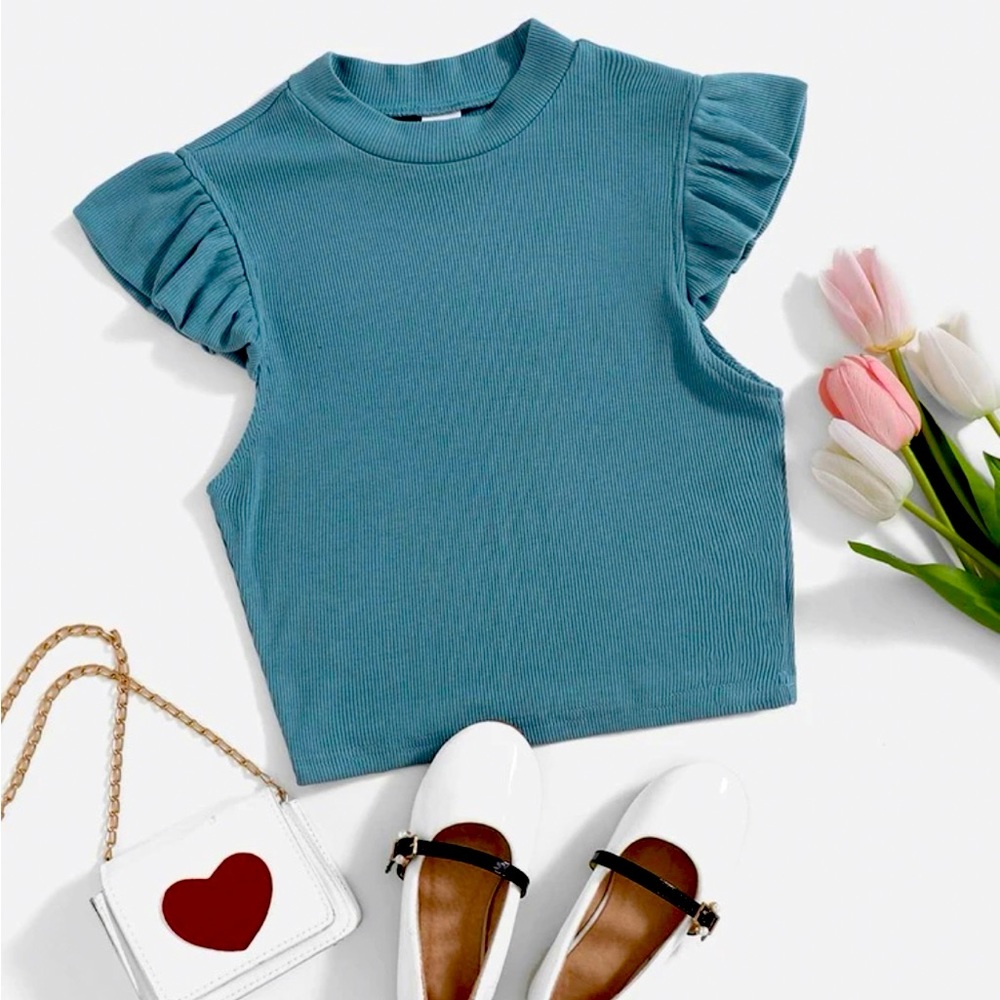 SHEIN cropped ripple sleeve top